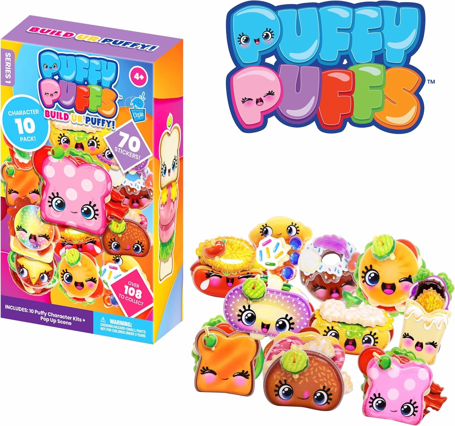Puffy Puffs – Create Your Own Stackable Foodie Sticker Characters! (10 Pack)