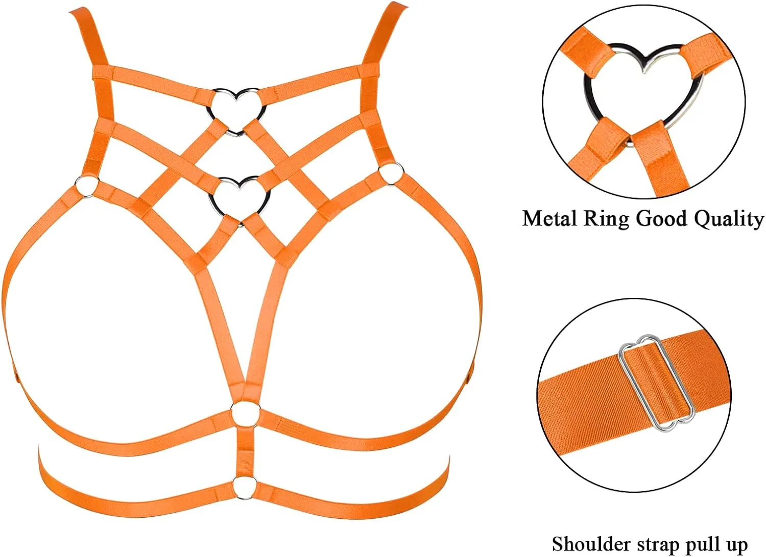 Punk Body Harness Gothic Lingerie Womens Plus Size Waist Cage Breast Hollow-Out Bra Strappy Tops Peach Shape at Chest Belts