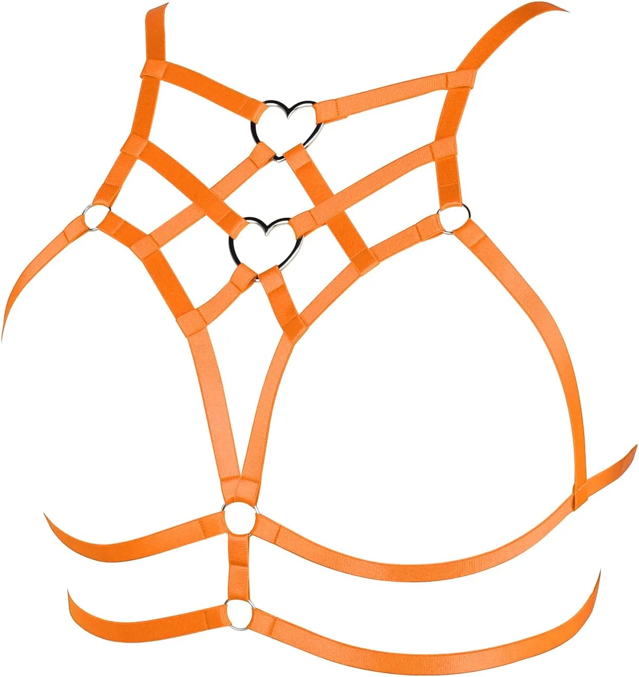 Punk Body Harness Gothic Lingerie Womens Plus Size Waist Cage Breast Hollow-Out Bra Strappy Tops Peach Shape at Chest Belts
