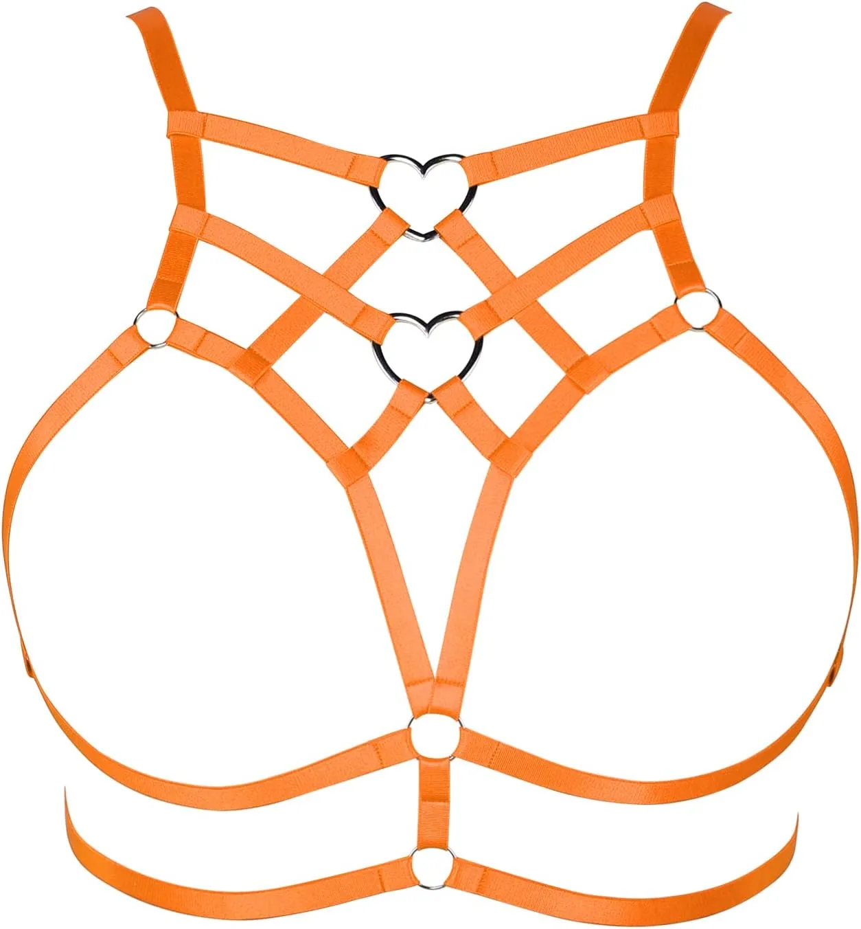 Punk Body Harness Gothic Lingerie Womens Plus Size Waist Cage Breast Hollow-Out Bra Strappy Tops Peach Shape at Chest Belts