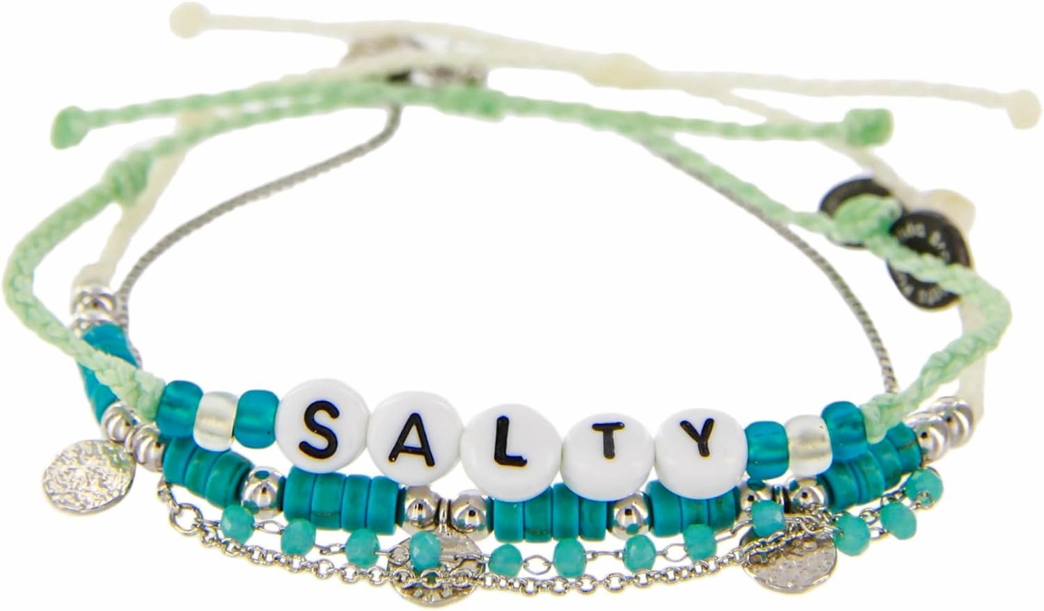 Pura Vida Bracelets Pack Neon Alphabet Coin Rosary Bracelet Stack - Set of 3 Stackable Bracelets for Women, Summer Accessories & Cute Bracelets - 2 String Bracelets & 1 Chain Bracelet