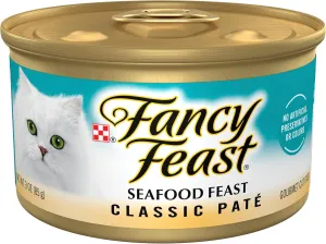 Purina Fancy Feast Seafood Feast Classic Grain Free Wet Cat Food Pate - (Pack of 24) 3 oz. Cans
