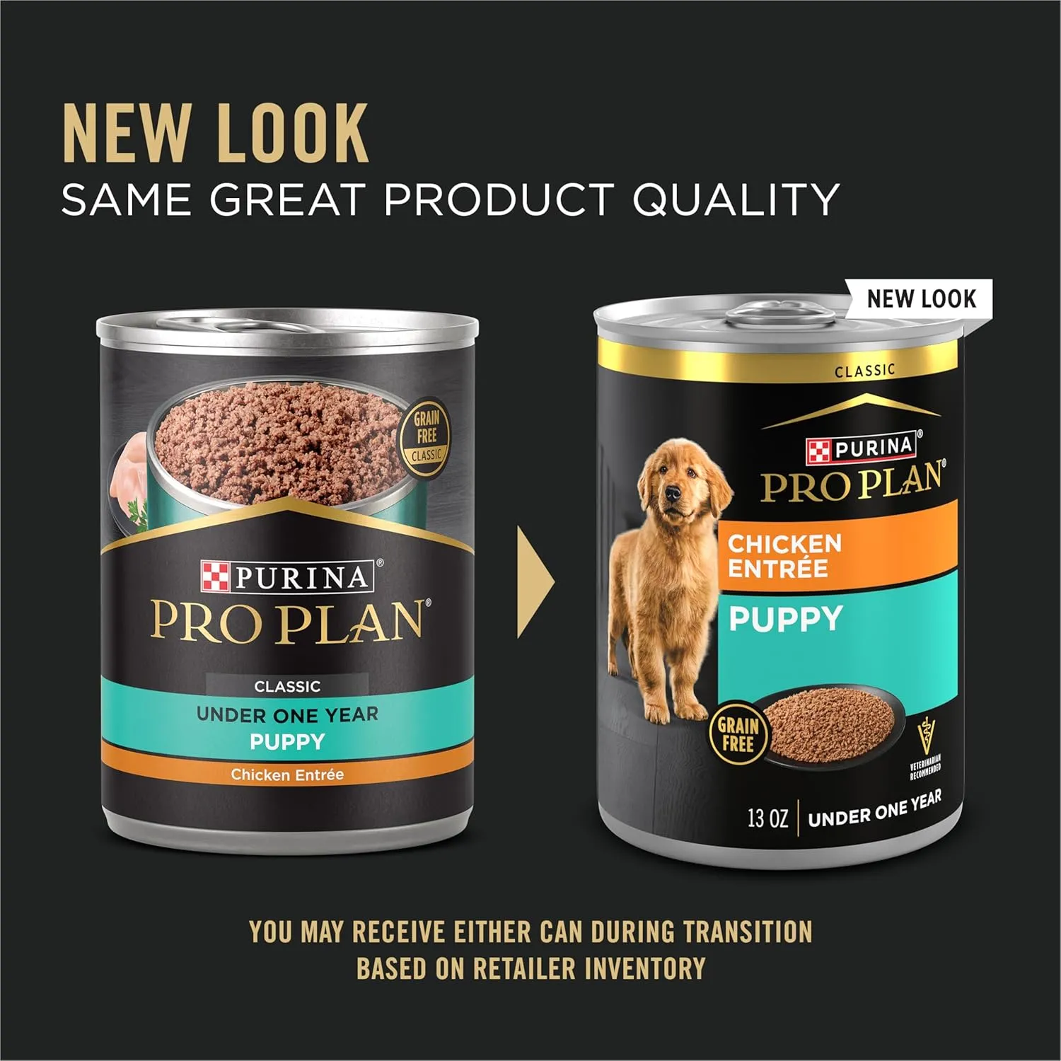 Purina Pro Plan Grain Free, High Protein Wet Puppy Food, FOCUS Classic Chicken Entree - (12) 13 oz. Cans