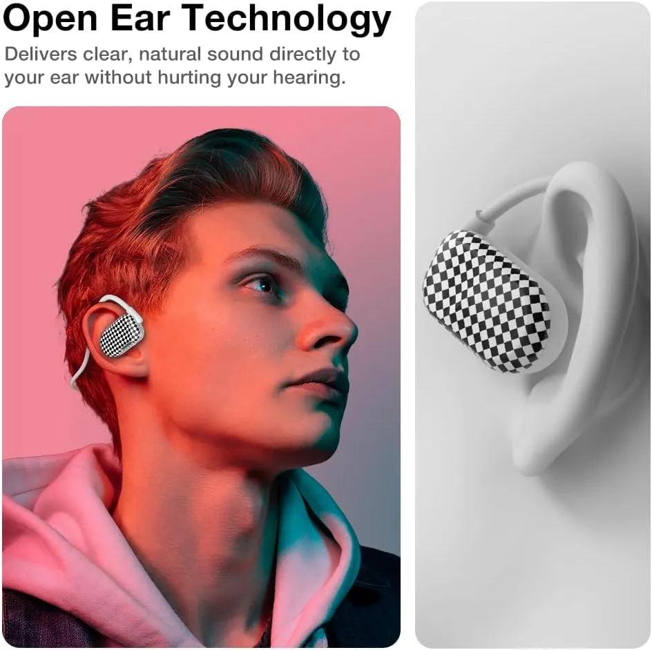Purity Air Open Ear Headphones - True Air Conduction Wireless Bluetooth Open Ear Earbuds with Dual Mic for iPhone/Android - Secured Long Wearing Comfort, Sports Sweat Resistant (BWHS152)