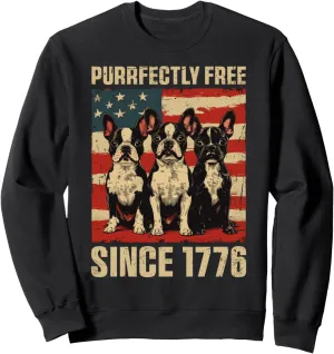 Purrfectly Free Boston Terrier Dog Lover 4th Of July US Flag Sweatshirt