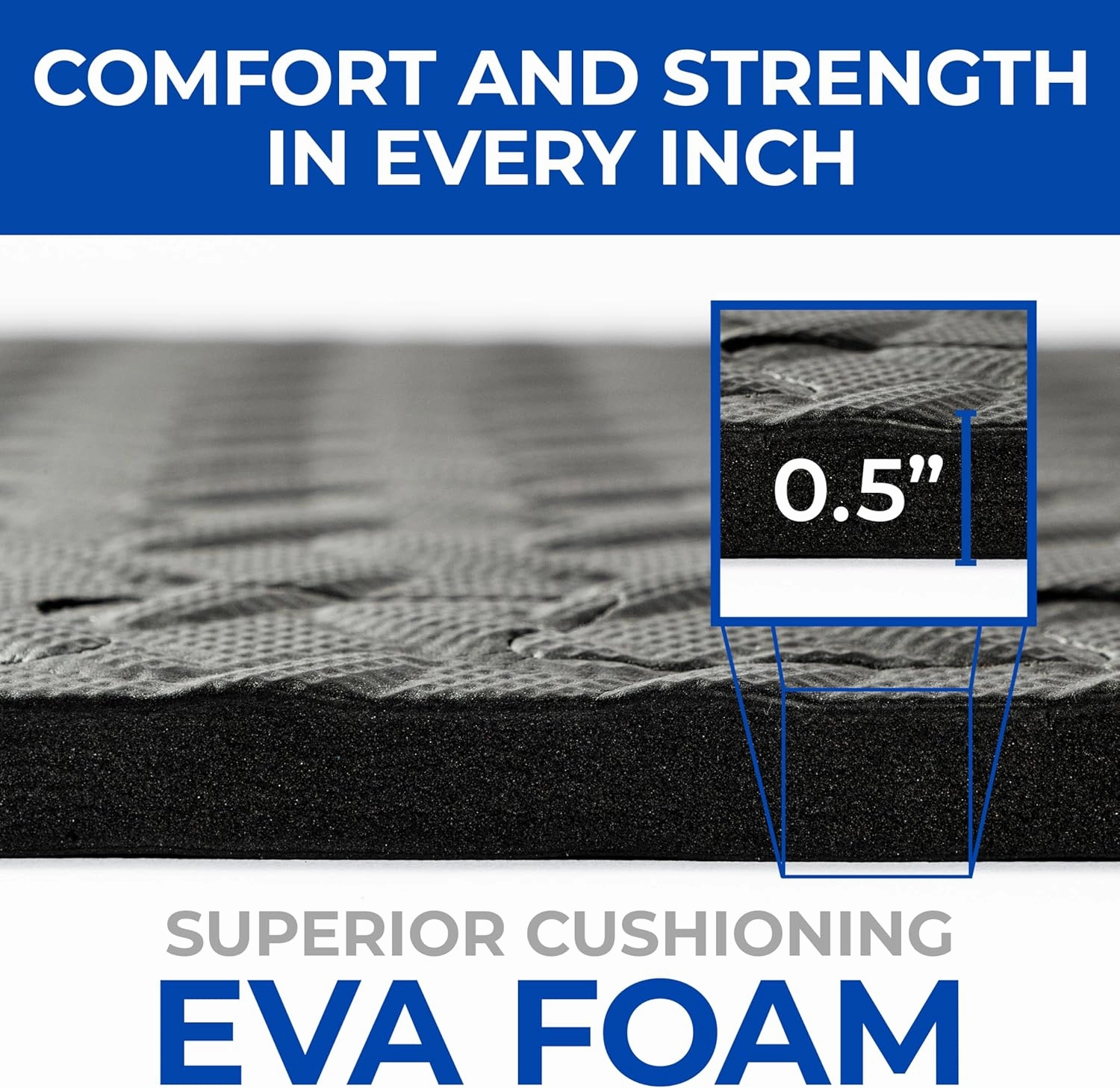 Puzzle Exercise Mat EVA Interlocking Foam Floor Tiles for Home Gym, Mat for Home Workout Equipment, Floor Padding for Kids, Black (2ft x 2ft x 0.5in)