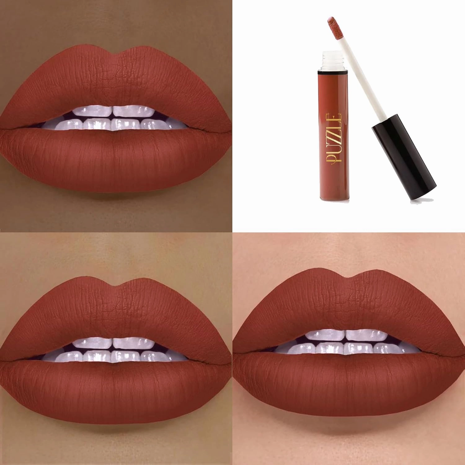 PUZZLE Lip Stain | Matte Finish, Long-Lasting, Buildable, Bold, Waterproof, Weightless, Cruelty-Free, Vegan, Paraben-Free, High Pigment Color (Flushed | Earthen Mauve)
