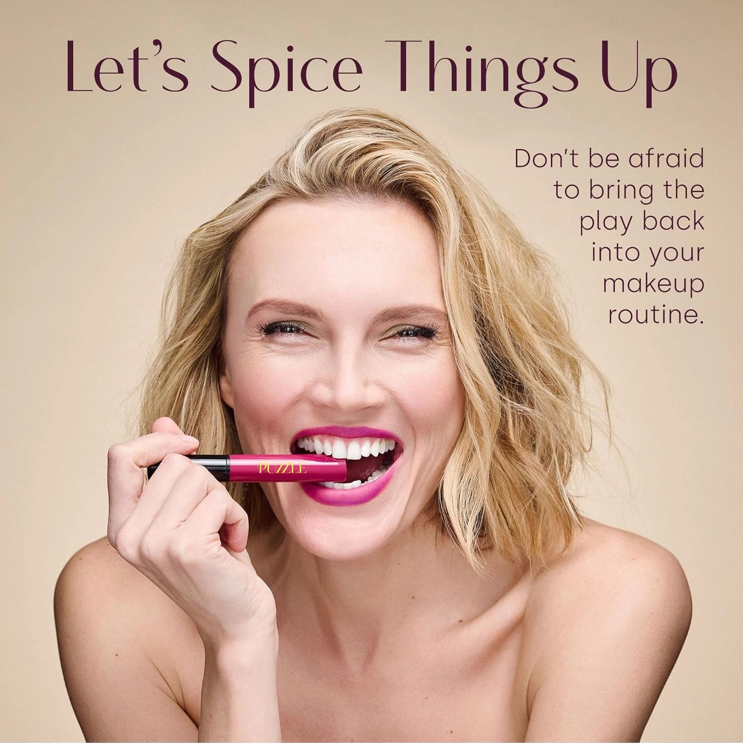 PUZZLE Satin Lipstick | Creamy, Long-Lasting, Moisturizing, Weightless, Cruelty-Free, Vegan, Paraben-Free, Medium Pigment Color (Mine | Soft Brown)