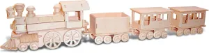 Puzzled 3D Puzzle Train Wood Craft Construction Model Kit, Fun Unique & Educational DIY Wooden Toy Assemble Unfinished Craft Hobby Classic Train Puzzle to Build & Paint for Decoration 233 Pieces Pack