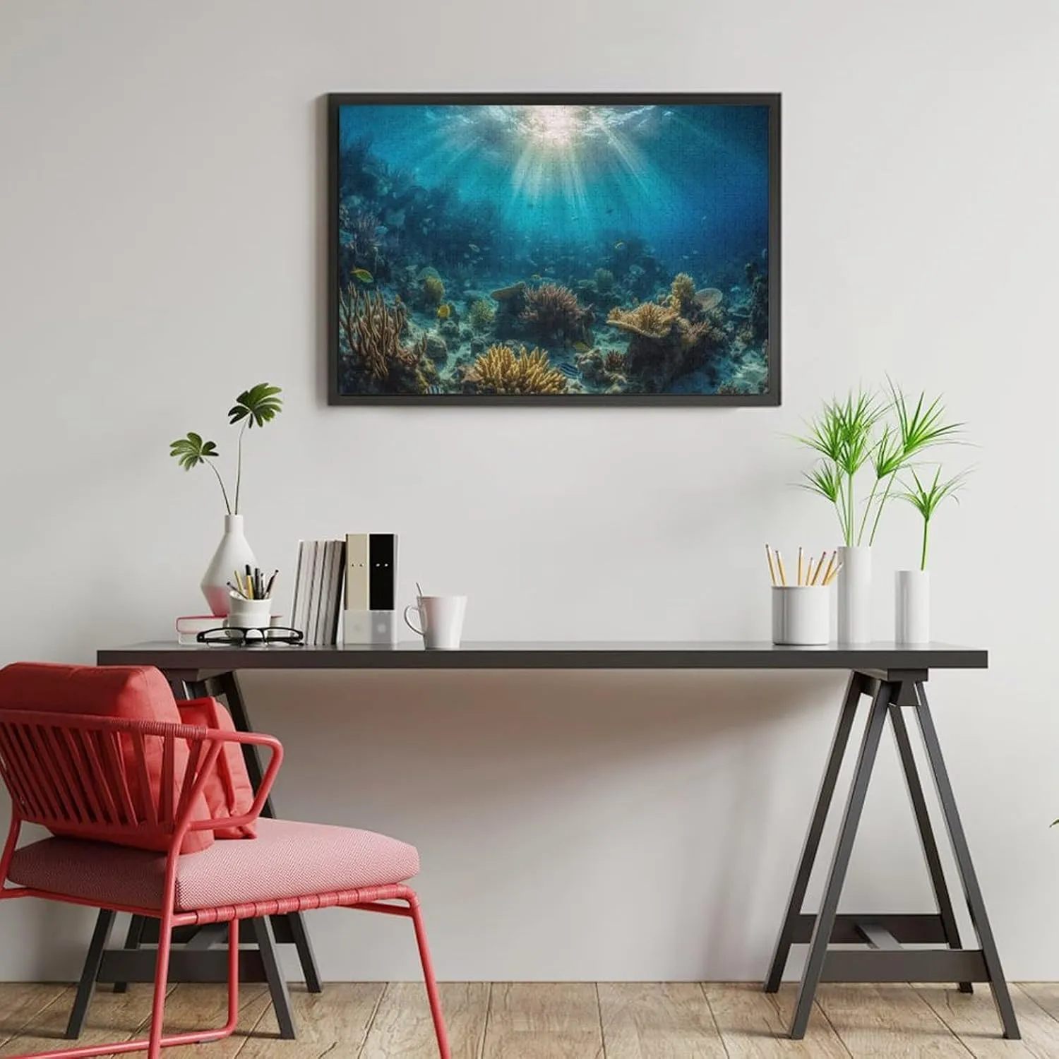Puzzles for Adults 1000 Pieces - Multi Ed Fish Swarm Soft Coral Tropical Reef High Difficulty Wooden Jigsaw Puzzle - Family Entertainment Leisure Fun Interactive, Relaxing Holiday Puzzles