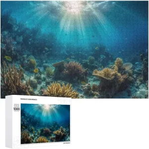 Puzzles for Adults 1000 Pieces - Multi Ed Fish Swarm Soft Coral Tropical Reef High Difficulty Wooden Jigsaw Puzzle - Family Entertainment Leisure Fun Interactive, Relaxing Holiday Puzzles