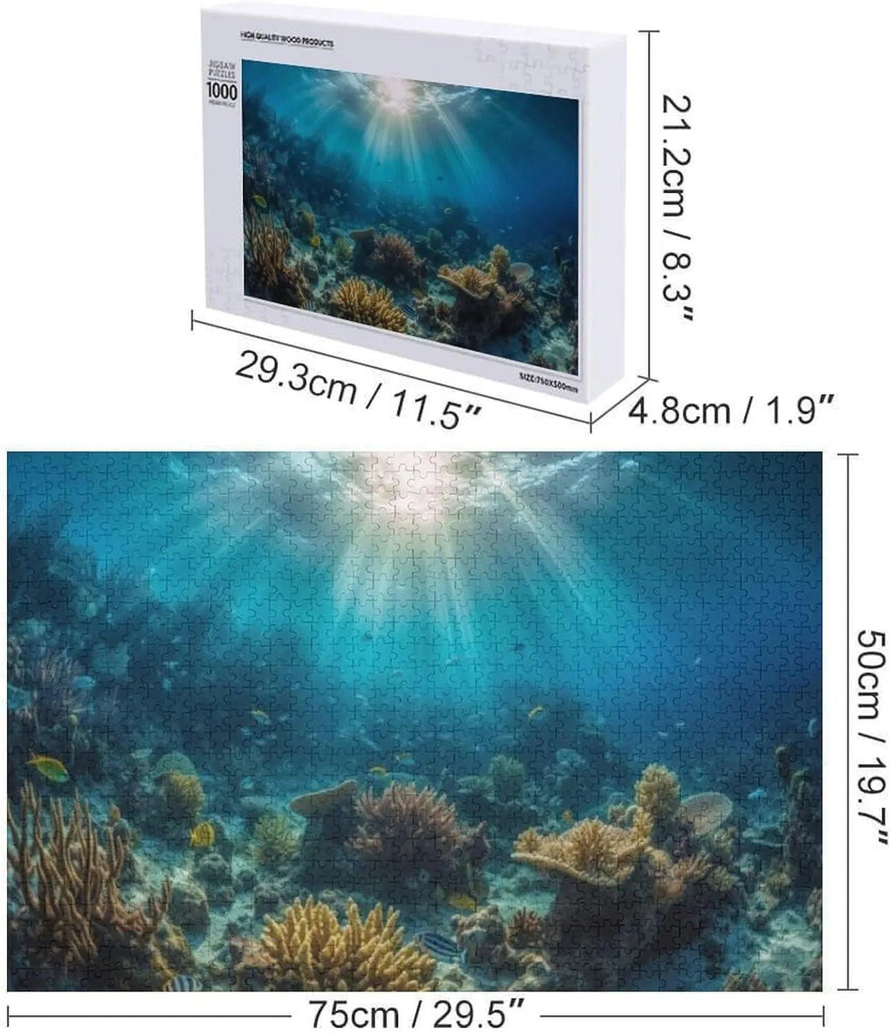 Puzzles for Adults 1000 Pieces - Multi Ed Fish Swarm Soft Coral Tropical Reef High Difficulty Wooden Jigsaw Puzzle - Family Entertainment Leisure Fun Interactive, Relaxing Holiday Puzzles