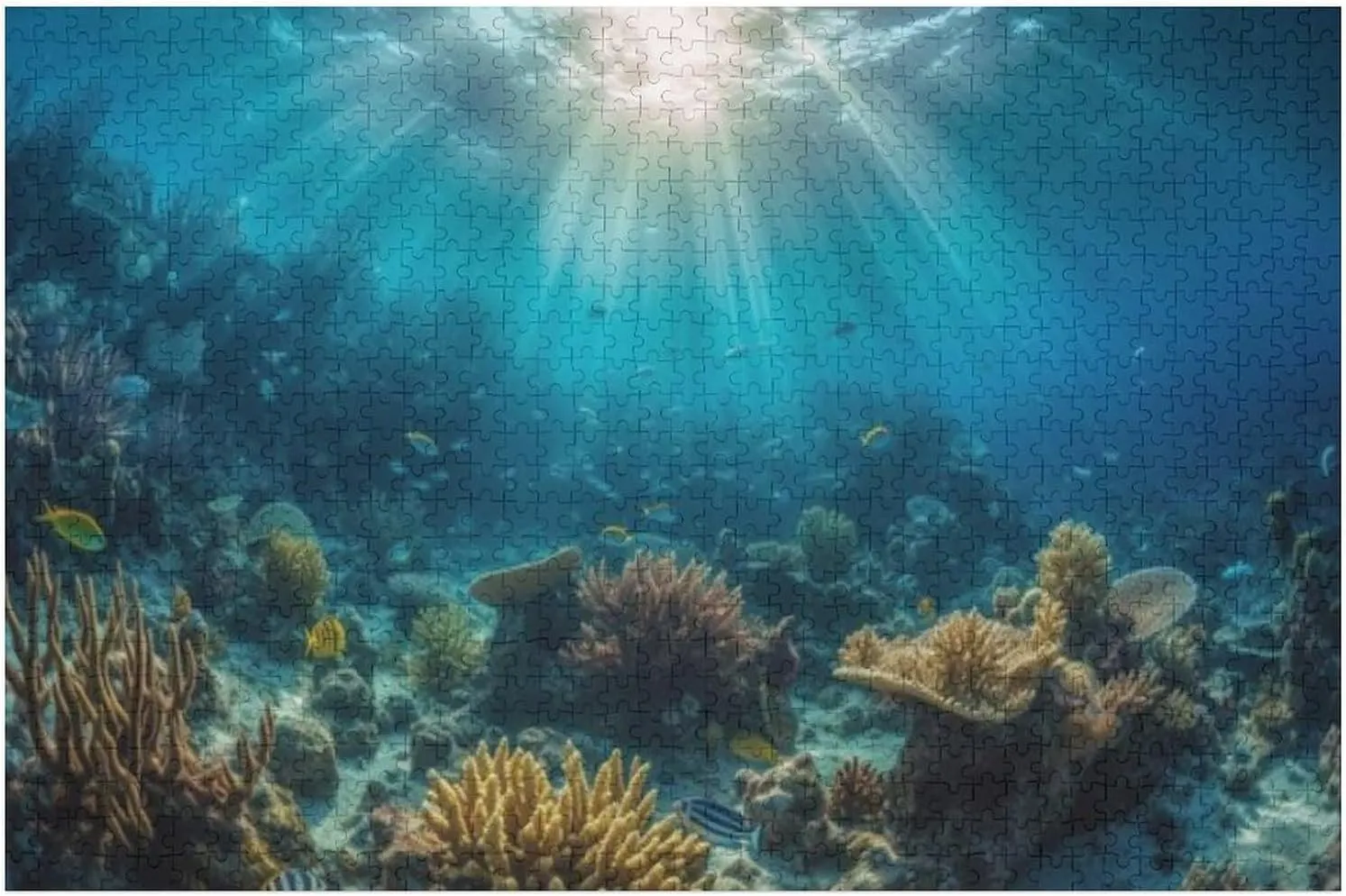 Puzzles for Adults 1000 Pieces - Multi Ed Fish Swarm Soft Coral Tropical Reef High Difficulty Wooden Jigsaw Puzzle - Family Entertainment Leisure Fun Interactive, Relaxing Holiday Puzzles