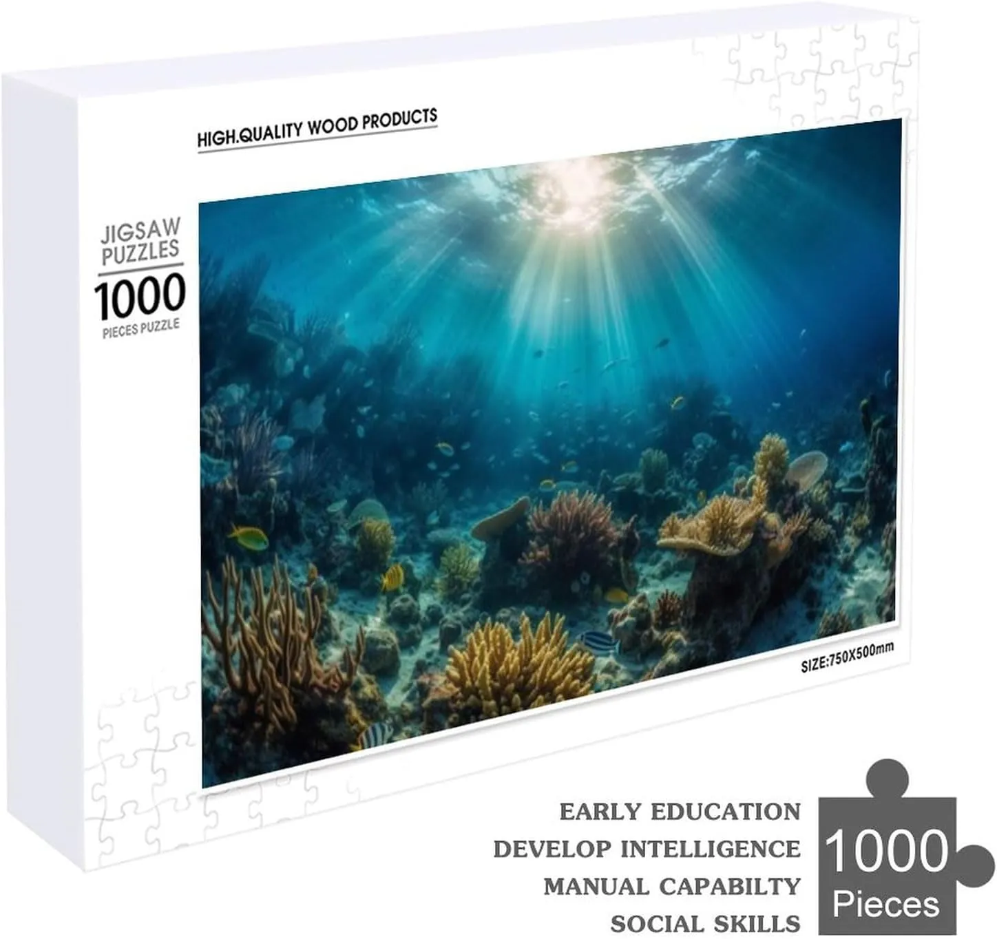 Puzzles for Adults 1000 Pieces - Multi Ed Fish Swarm Soft Coral Tropical Reef High Difficulty Wooden Jigsaw Puzzle - Family Entertainment Leisure Fun Interactive, Relaxing Holiday Puzzles
