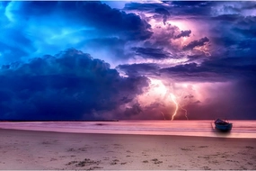 Puzzles 500 Pieces Wooden Puzzle Summer Beach Lightning Storm Puzzles Educational Fun Game Challenging Jigsaw Puzzle for Adults and Family 20x15 Inch