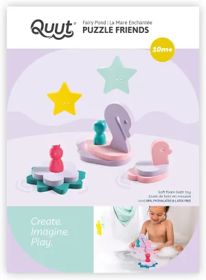 QUUT Puzzle Friends Fairy Pond - Floating Foam Bath Toys for Toddlers and Kids - Bath Toys That Stick to Tub - BPA-Free Shape Puzzle Set for Bath Time - Safe Interactive Water Games for Kids