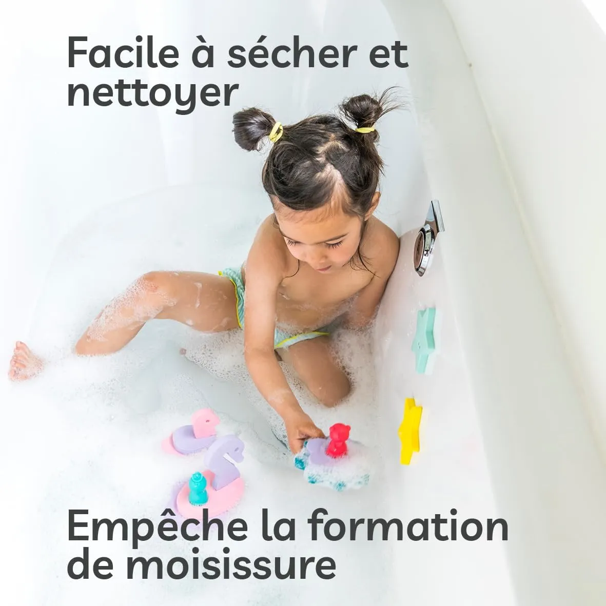QUUT Puzzle Friends Fairy Pond - Floating Foam Bath Toys for Toddlers and Kids - Bath Toys That Stick to Tub - BPA-Free Shape Puzzle Set for Bath Time - Safe Interactive Water Games for Kids