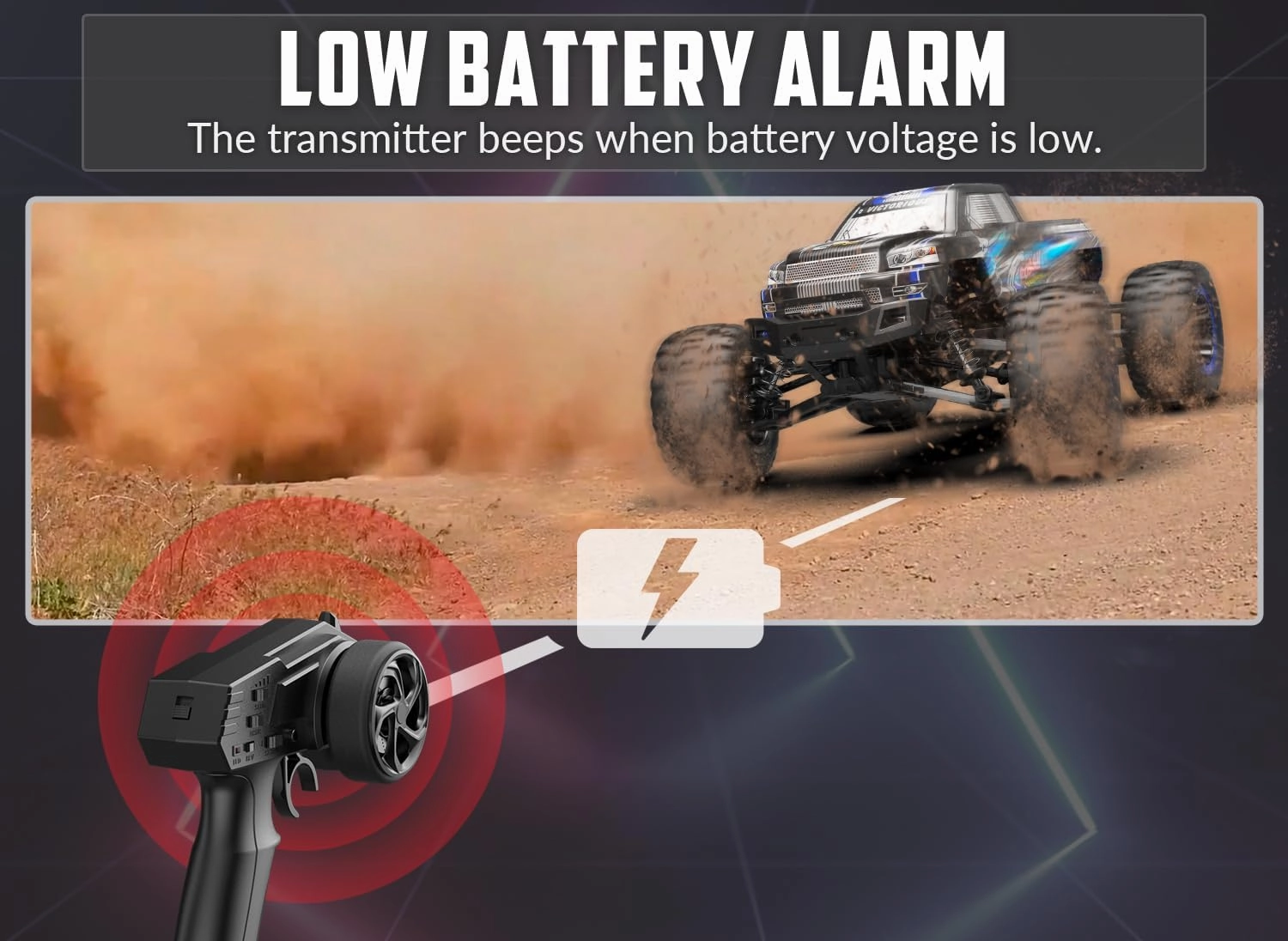 RACENT RC Truck 1:16 4x4 All Terrain RC Car 40KPH High Speed Remote Control Cars for Boys, Off-Road Monster Truck with 2.4Ghz Radio Control, 2 Batteries, Gifts for Kids Adults