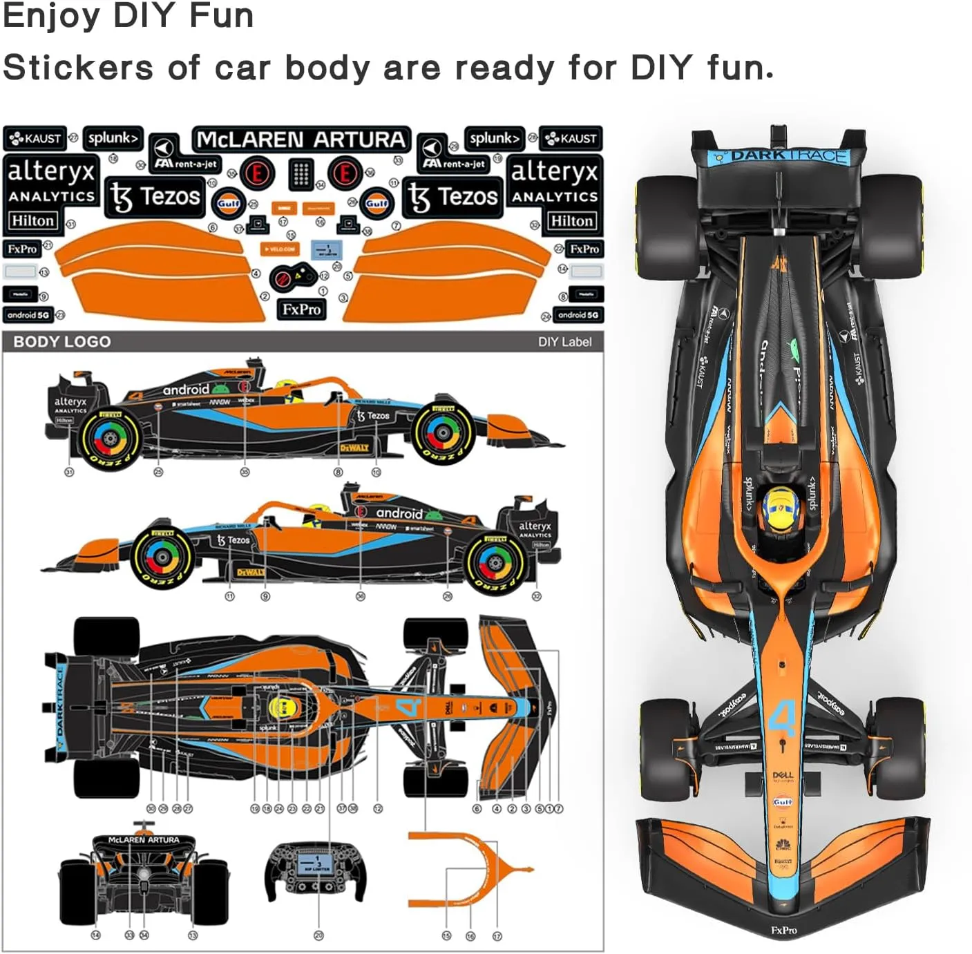 RASTAR McLaren MCL36 Formula 1 Race RC Car 1/12 Scale McLaren F1 Remote Control Toy Car