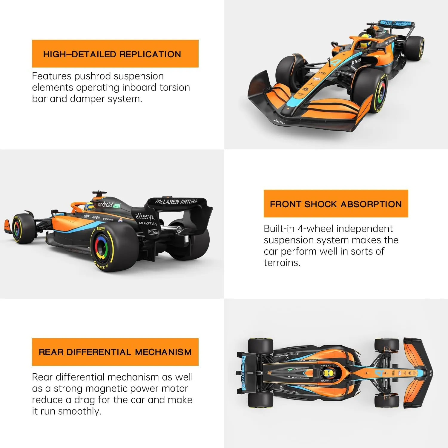 RASTAR McLaren MCL36 Formula 1 Race RC Car 1/12 Scale McLaren F1 Remote Control Toy Car