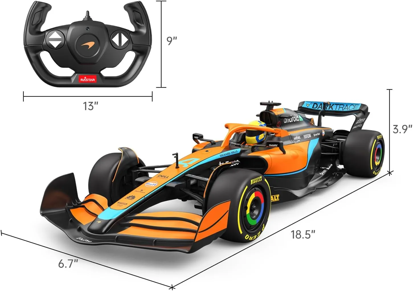 RASTAR McLaren MCL36 Formula 1 Race RC Car 1/12 Scale McLaren F1 Remote Control Toy Car