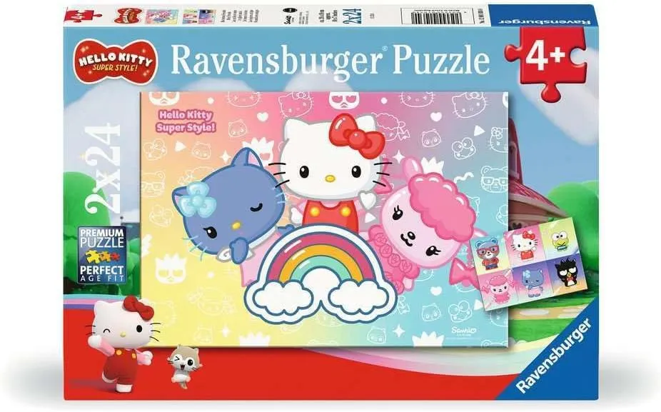 Ravensburger - 12001034 Children's Puzzle - 2 x 24 Pieces - Hello Kitty - Suitable for Ages 4 and Above - Premium Puzzle - 2 x Life Size Posters - Fantasy