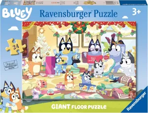 Ravensburger Blue Christmas With Bluey Giant Floor Puzzle - 24 Pieces, for Children 3 Years and Up, Toys and Gifts