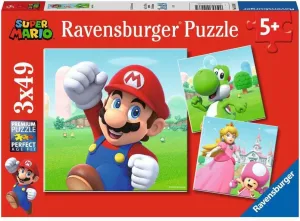 Ravensburger - Super Mario Puzzle, Gift Idea for Children 5  Years, Educational and Stimulating Game, 3 Puzzles of 49 Pieces