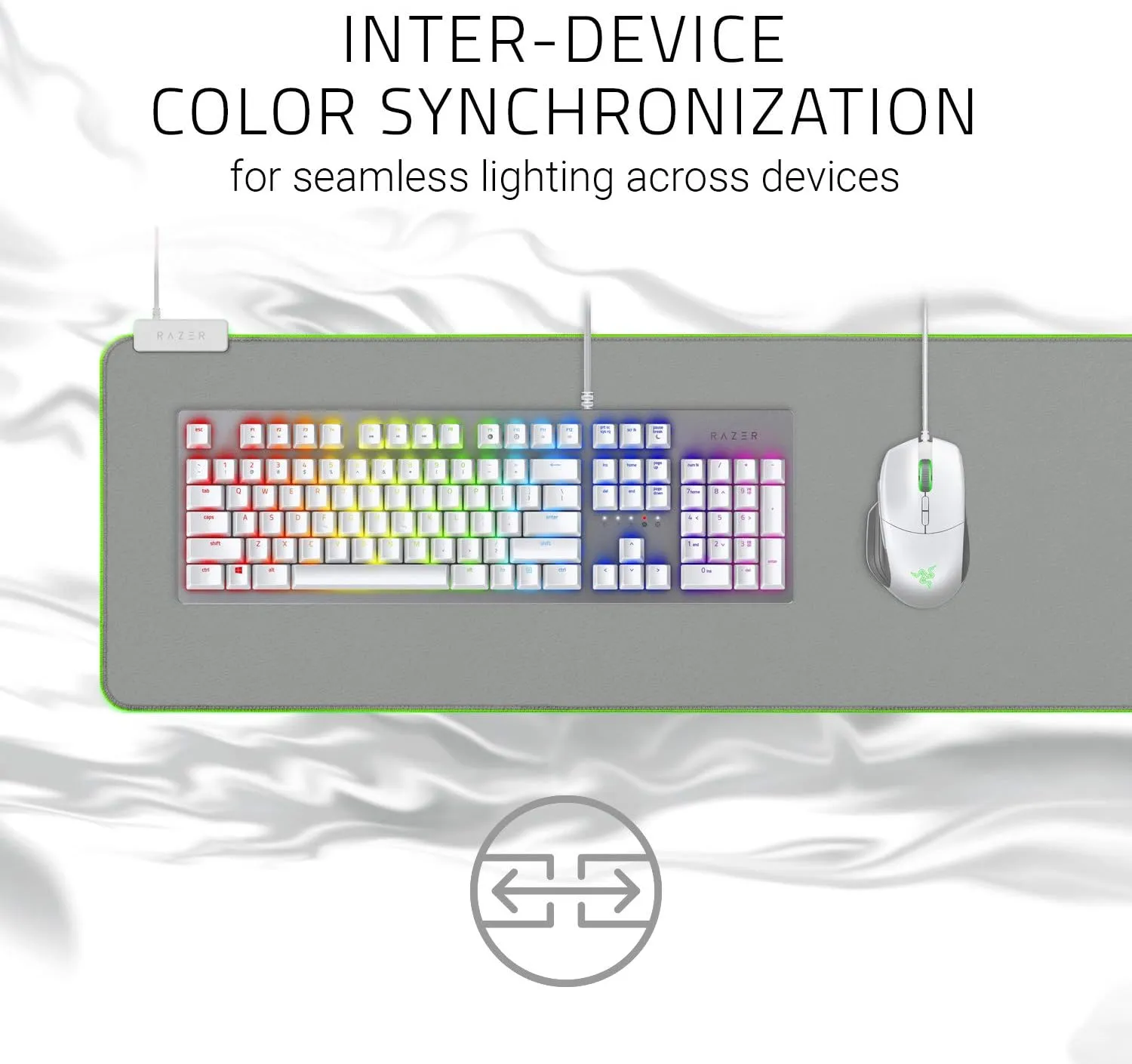 Razer Goliathus Extended Chroma Gaming Mouse Pad: Customizable Chroma RGB Lighting - Soft, Cloth Material - Balanced Control & Speed - Non-Slip Rubber Base - Mercury White