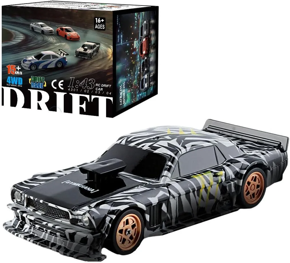 RC Car, 1/43 Scale 2.4G Full Proportional RC Electric Mini Racing Drift Car Model with Lights Kit (‌Gyro Version)