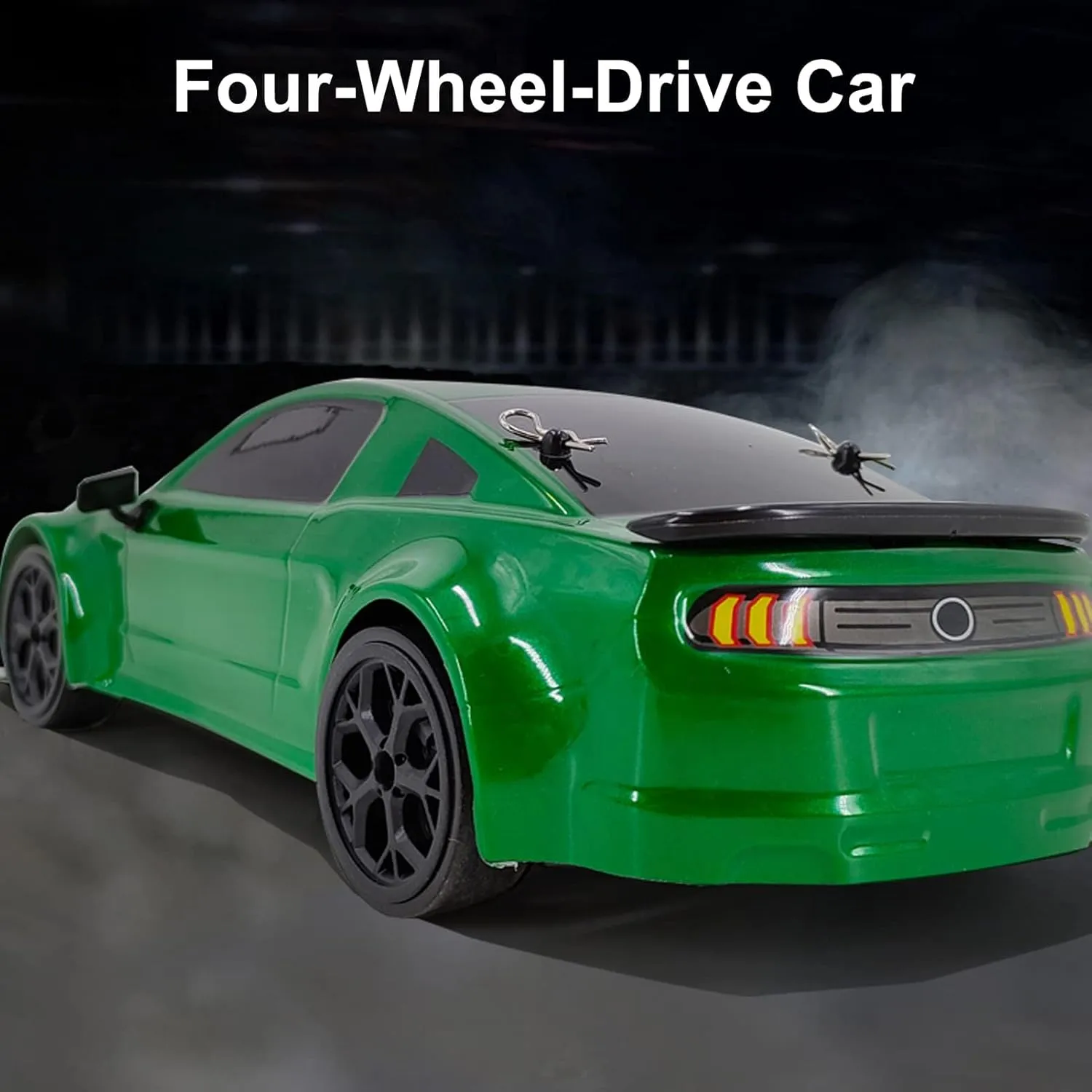 RC Drift Car, 1:14 Remote Control Car, 4WD 30KM/H High Speed RC Racing Car, 2.4GHz Electric Sport Drifting Car with LED Lights, 2 Batteries, Drift Tires and Race Tires for Kids Adults (Green)