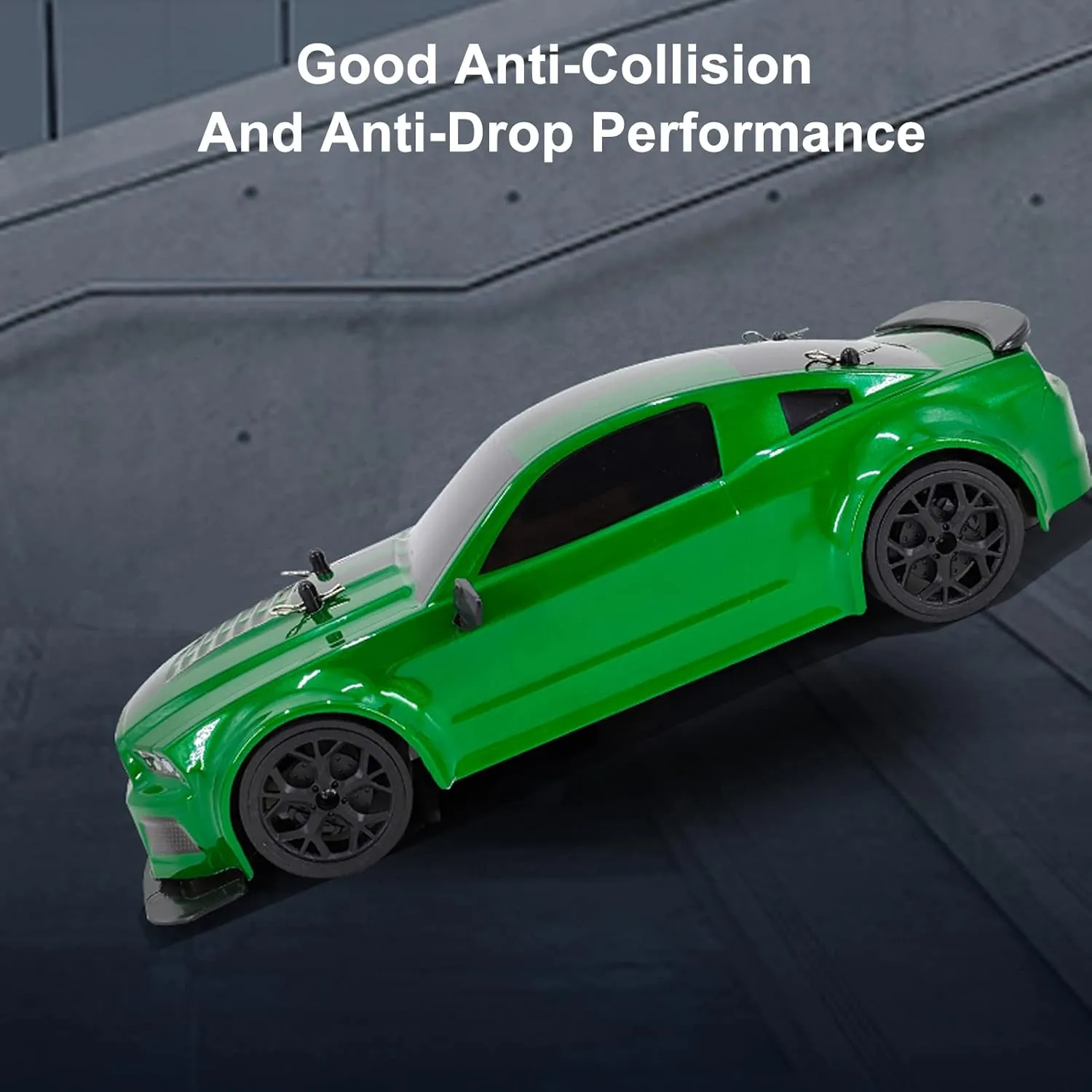 RC Drift Car, 1:14 Remote Control Car, 4WD 30KM/H High Speed RC Racing Car, 2.4GHz Electric Sport Drifting Car with LED Lights, 2 Batteries, Drift Tires and Race Tires for Kids Adults (Green)