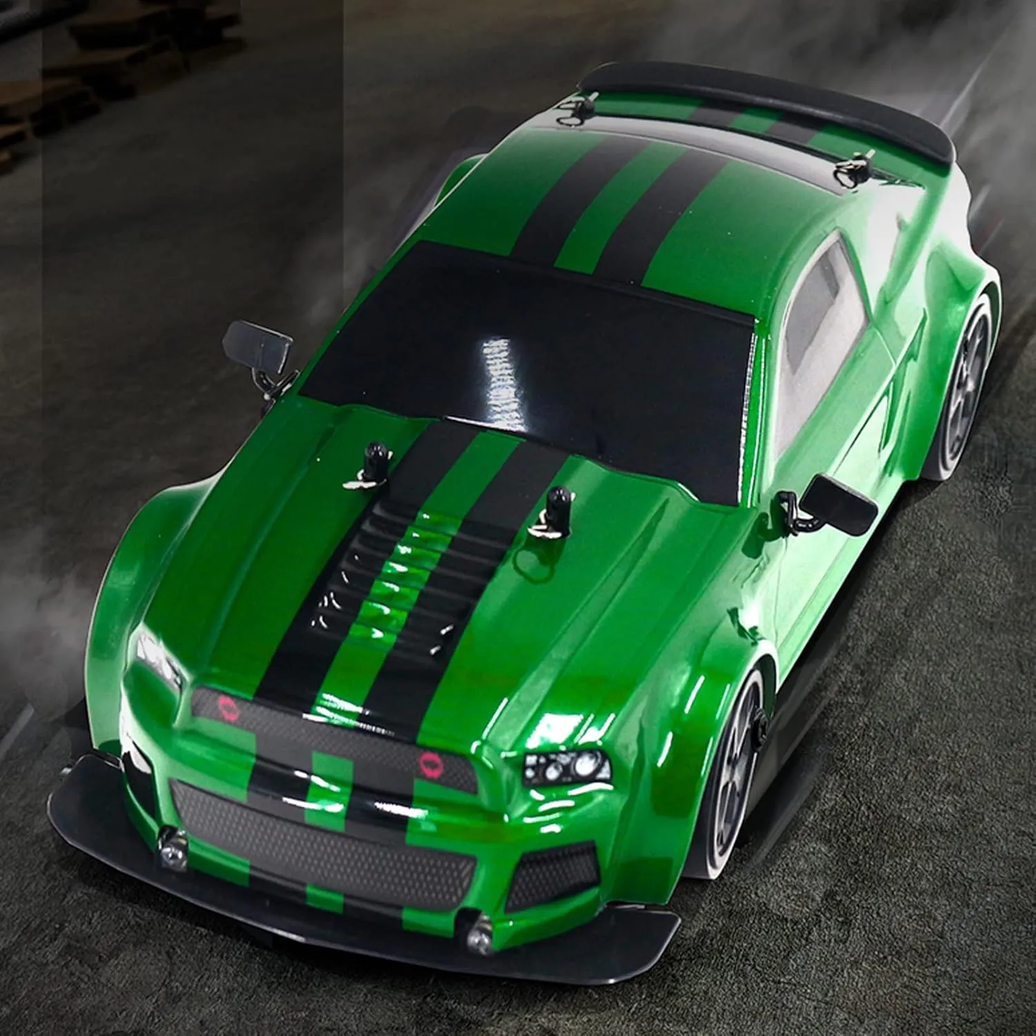 RC Drift Car, 1:14 Remote Control Car Electric 4WD Drift RC Cars Vehicle 30km/h High Speed Sport Racing RC Drifting Car with Cool Lights Gifts Toy for Boys Kids Adults(Green, 2 Batteries)