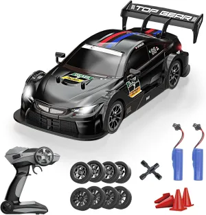 RC Drift Car, 1:16 Scale Remote Control Car 2.4GHz 4WD 40KM/H High Speed RC Racing Car with Headlight, Drifting Tires and Racing Tires for Adults Kids