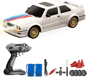 RC Drift Car 2.4GHz 1:16 Scale 4WD 30KM/H High Speed Remote Control Cars Vehicle with LED Lights 2Pcs Rechargeable Batteries Drifting Tires Racing Sport Toy Cars for Adults Boys Girls Kids Gift