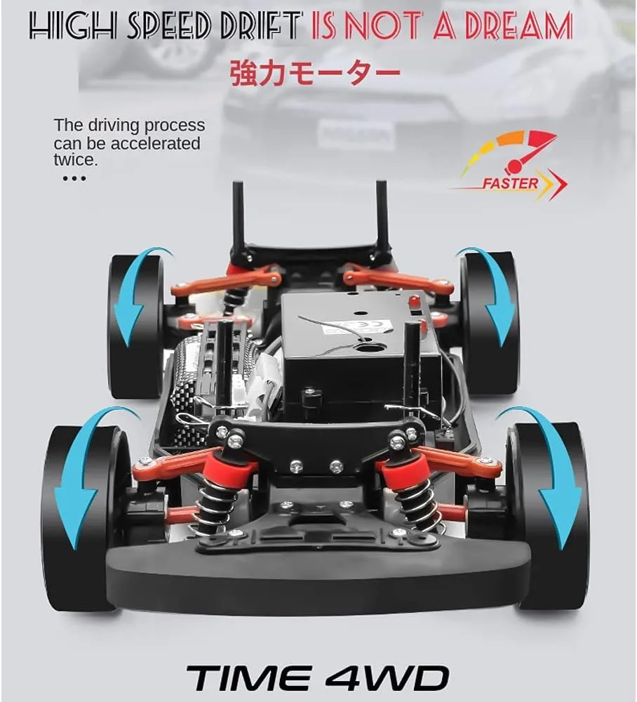 RC Drift Cars 1:10 Remote Control Car 70km/h Drift Vehicle with 2 Battery 4WD High Speed Sport Racing Car Xmas Birthday Gift for Kids Teens Adult