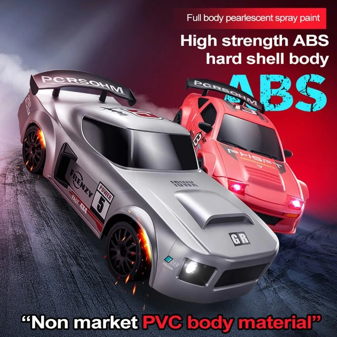 RC Drift Racing Car Model with Lights, 15km/h 1/24 Scale 2.4G Mini Remote Control Electric 4WD High Speed Racing Car Vehicle Toys for Adults Gift - RTR Version