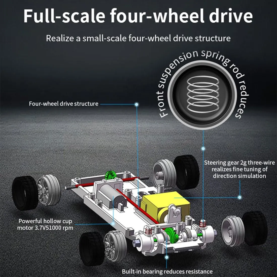 RC Mini Drift Car With Lights Kit - 1/43 Scale 2.4G Electric 4WD Racing Sports Remote Control High-Speed for Boys Girls Adults - RTR Version/Silver