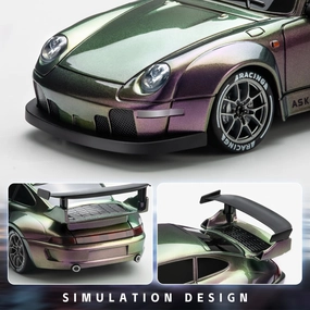 RC Drift Car, 1:24 Scale Remote Control Vehicle with LED Lights, 2.4GHz 20KM/H 4WD High Speed RC Cars, Drifting Tires＆Two Batteries, Racing Sports Toy Idea Gift for Adults Boys Girls and Kids