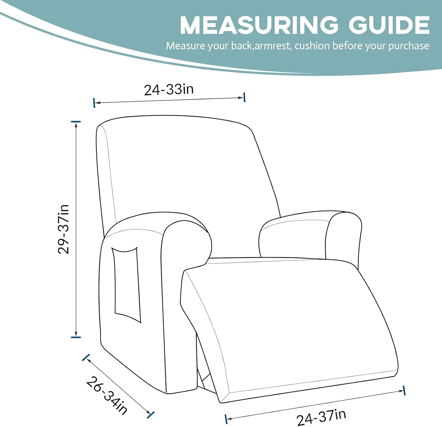 Recliner Chair Cover Lazy Boy Recliner Covers Recliner Covers for Recliner Chair 1 Piece Furniture Protector Prevent wear and pet Hair（Recliner,Classic Blue）