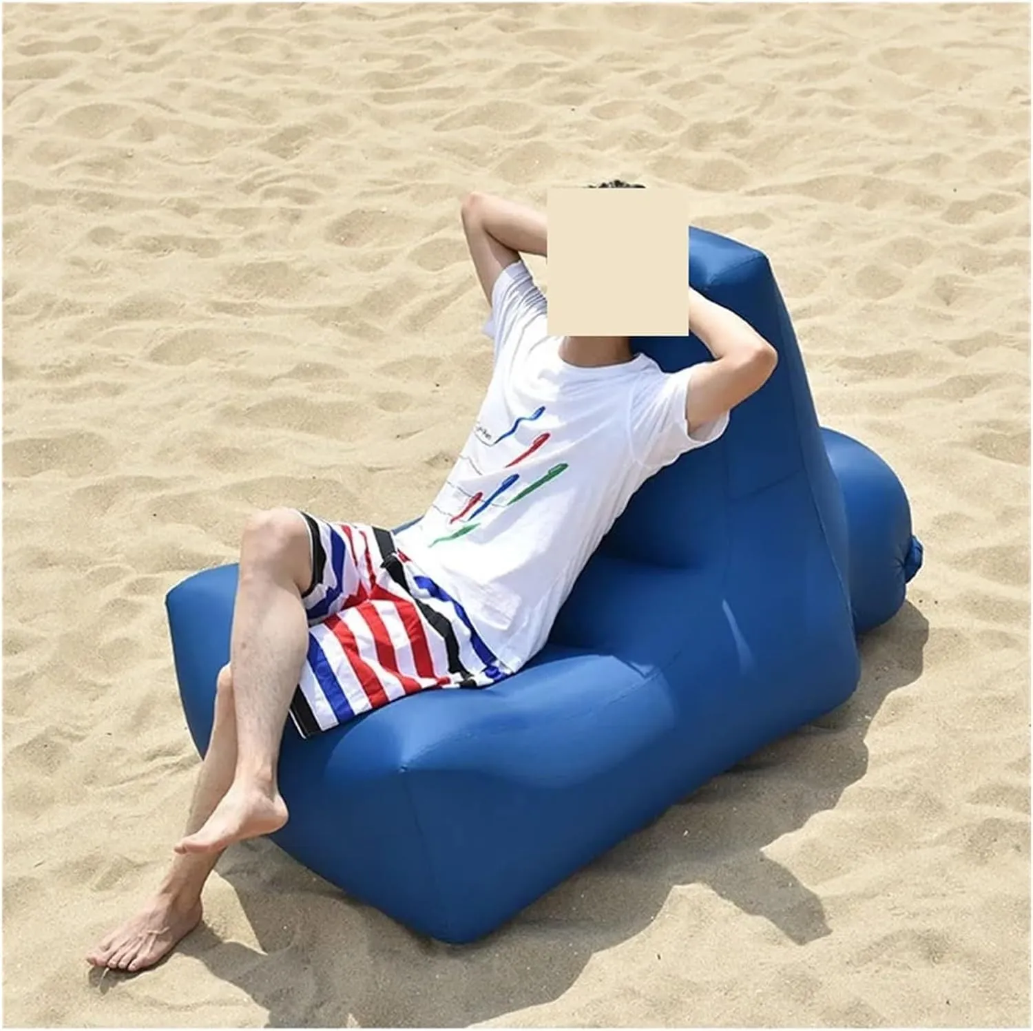 Recliner Outdoor Inflatable Sofa Square Bottom Armchair Air Beach Camping Travel Furniture Chair Tool-Free Folding Air Sofa Leisure Fit for Seat Portable (Color : 100X80X90CM-02)