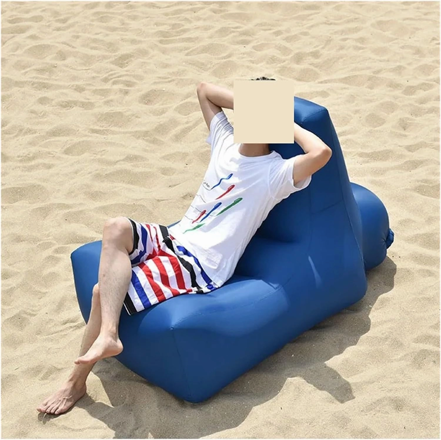 Recliner Outdoor Inflatable Sofa Square Bottom Armchair Air Beach Camping Travel Furniture Chair Tool-Free Folding Air Sofa Leisure Fit for Seat Portable (Color : 85X70X80CM-01)