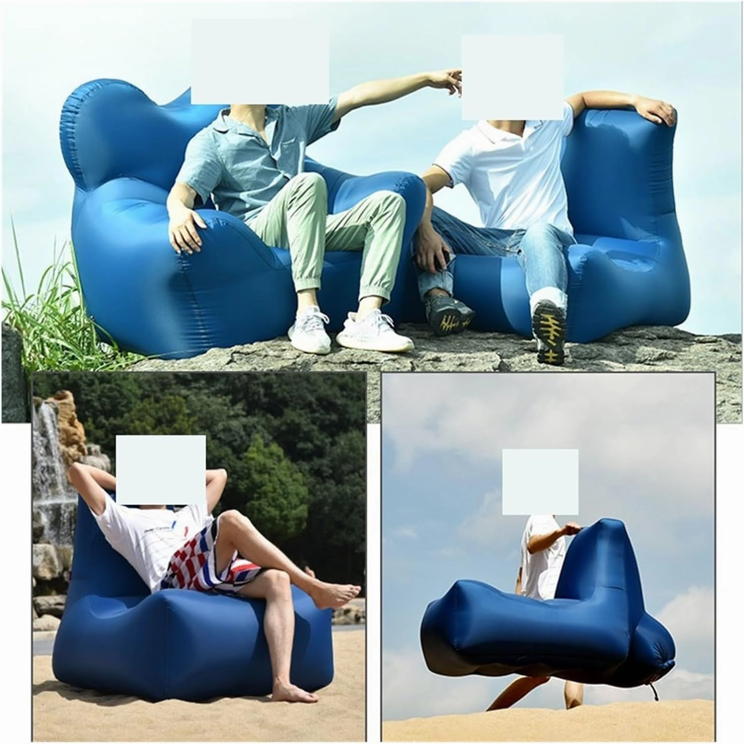 Recliner Outdoor Inflatable Sofa Square Bottom Armchair Air Beach Camping Travel Furniture Chair Tool-Free Folding Air Sofa Leisure Fit for Seat Portable (Color : 85X70X80CM-01)