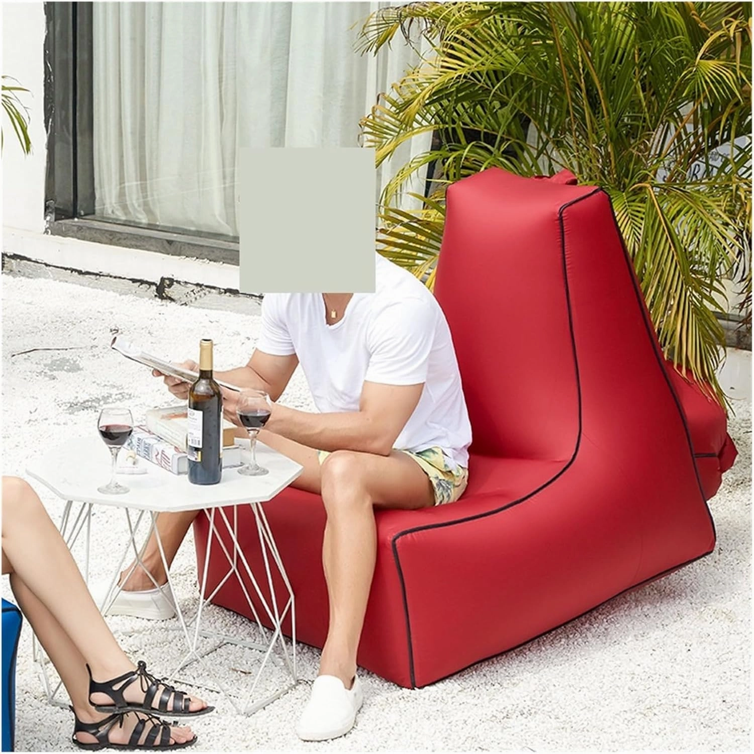 Recliner Outdoor Inflatable Sofa Square Bottom Armchair Air Beach Camping Travel Furniture Chair Tool-Free Folding Air Sofa Leisure Fit for Seat Portable (Color : 85X70X80CM-01)