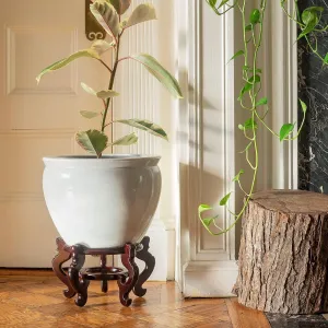 Red Lantern 14" Grey Crackle Fishbowl Planter or Cachepot for Indoor/Outdoor Use in Garden Entryway Living Room Boho Eclectic Modern Contemporary Classic Traditional Style Decor