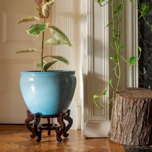Red Lantern 14" Sky Blue Fishbowl Planter or Cachepot for Indoor/Outdoor Use in Garden Entryway Living Room Boho Eclectic Modern Contemporary Classic Traditional Style Decor