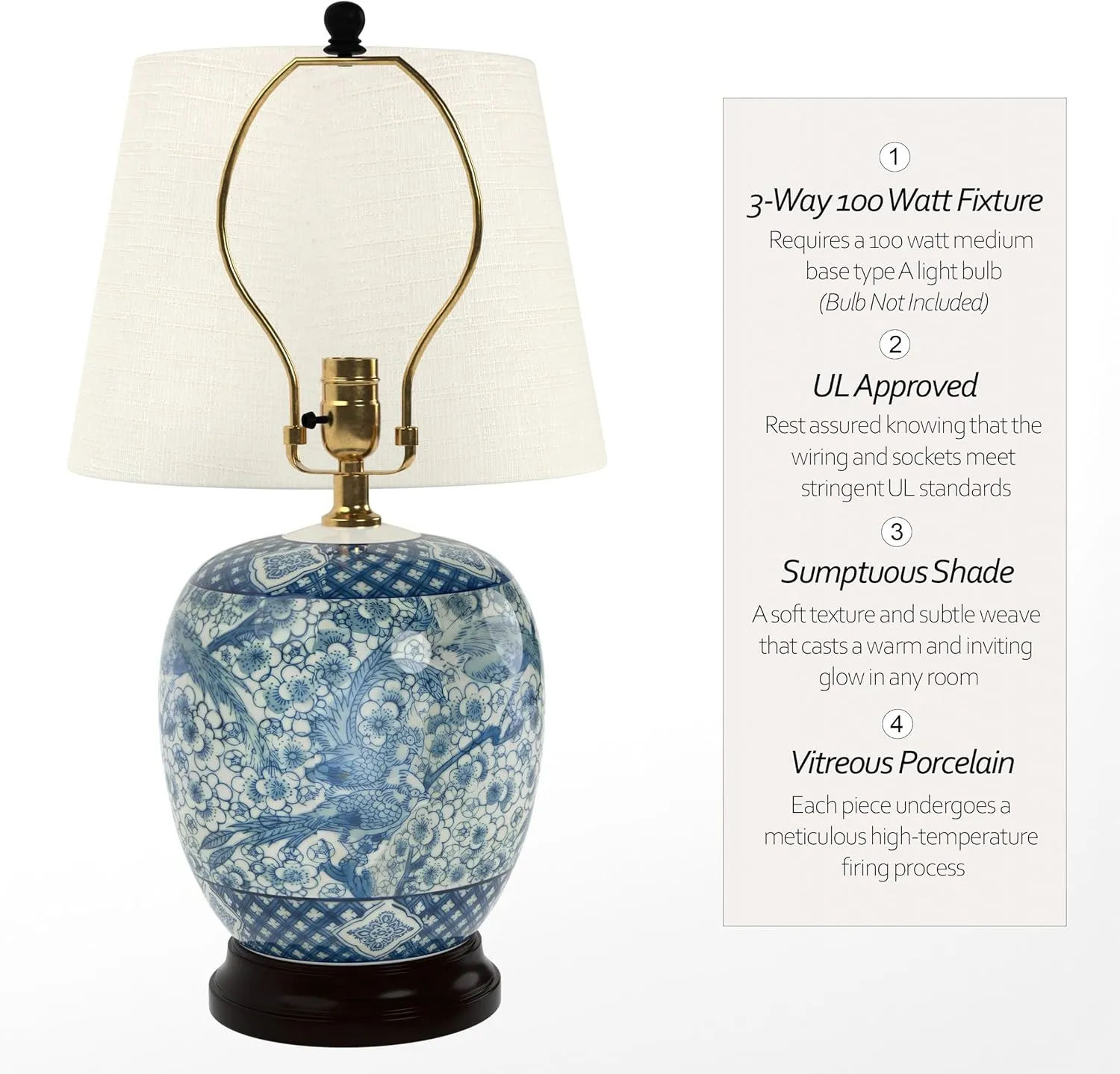 Red Lantern 20" Classic Blue & White Porcelain Jar Lamp