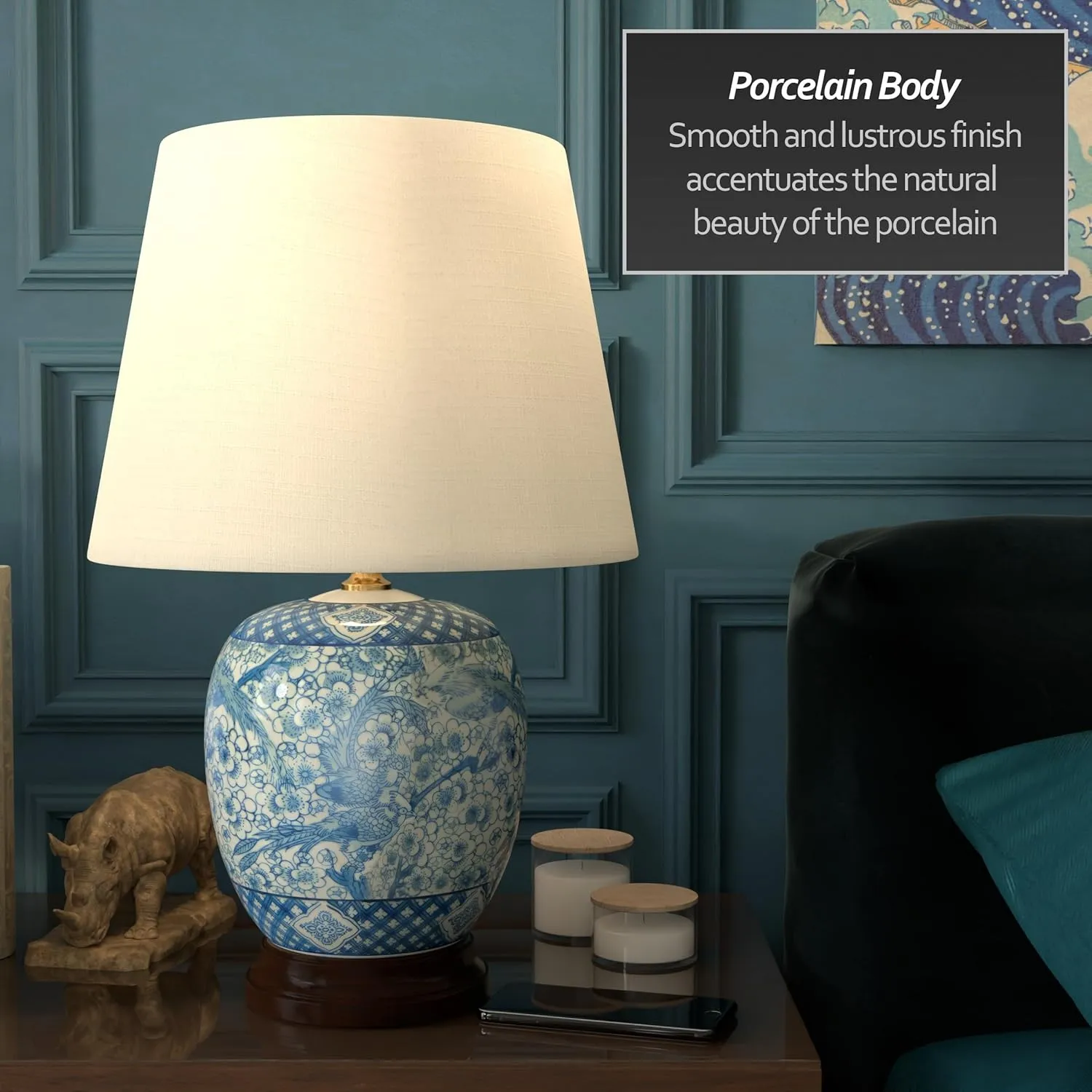 Red Lantern 20" Classic Blue & White Porcelain Jar Lamp