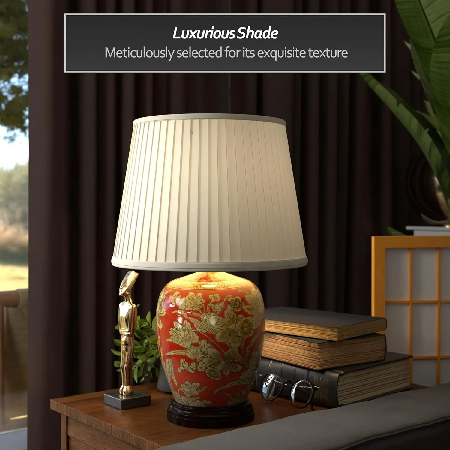 Red Lantern 21" Floral Bouquet Jar Lamp