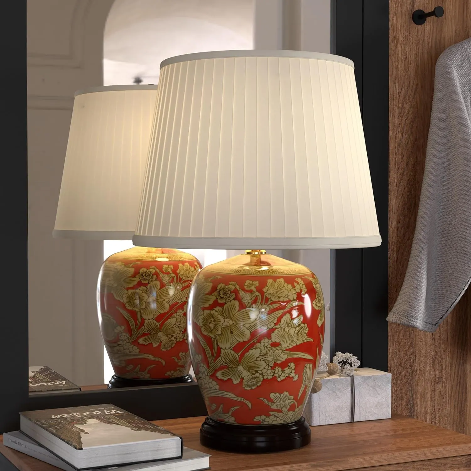 Red Lantern 21" Floral Bouquet Jar Lamp